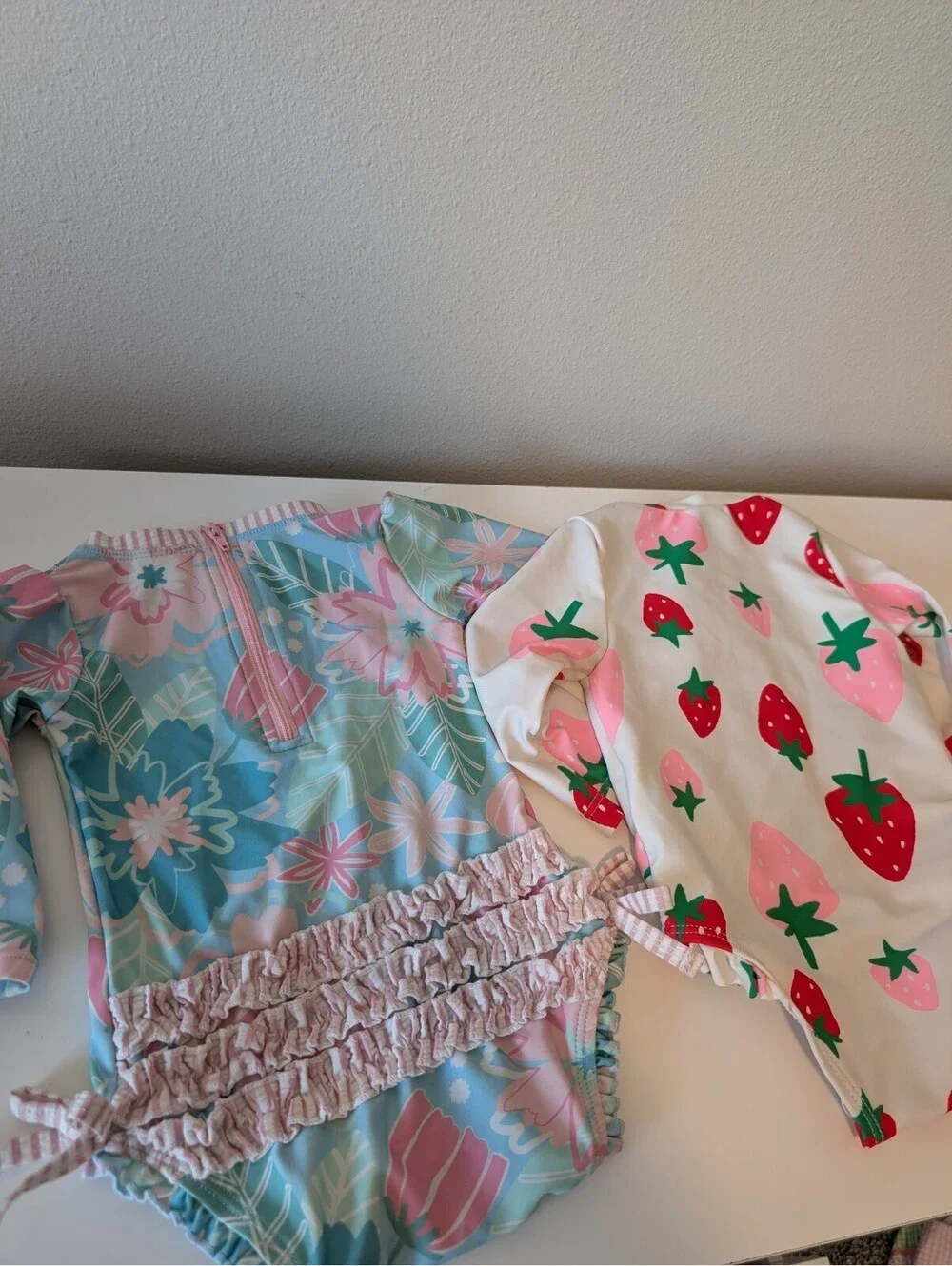 Ruffle Butts & Old Navy 3-6 Month Baby Girl One Piece Long Sleeve 2 Swimsuits